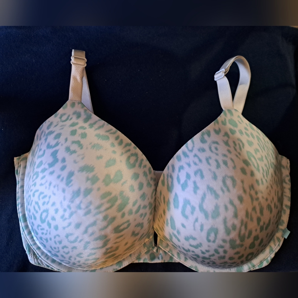 VICTORIA'S SECRET  Leopard PUSH-UP plunge BRA Cream & Green UNDERWIRE size 36DDD